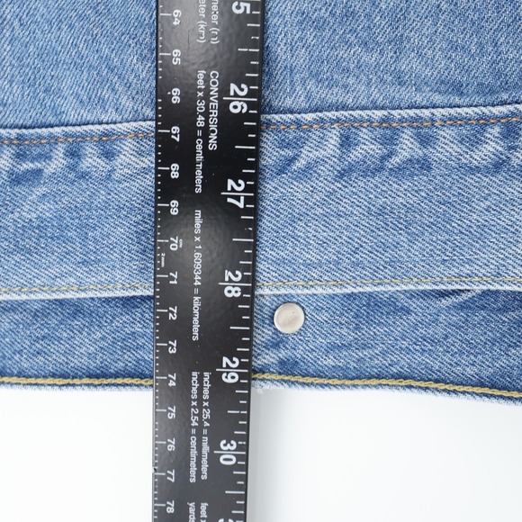 Levi's Denim Trucker Jacket Men's XXL Graphic Checkered Logo Sleeves Blue NEW - Picture 6 of 6